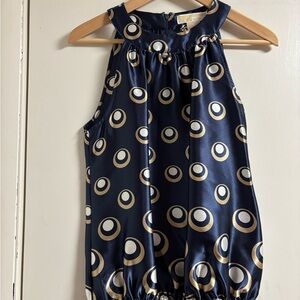 Michael Kors Navy and Gold Halter Top
